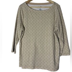 Croft & Barrow XL Cream Geo-print Cotton Top!